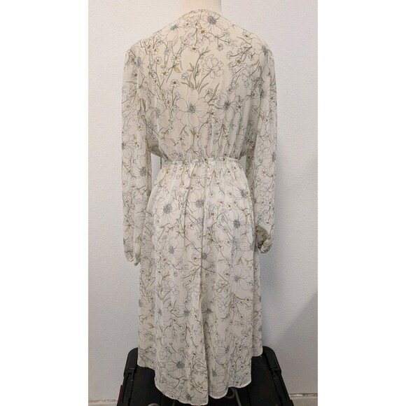 Lovestitch Ivory Floral High Low Sheer Midi Babydoll Dress sz M Bridal Romantic - Picture 10 of 11